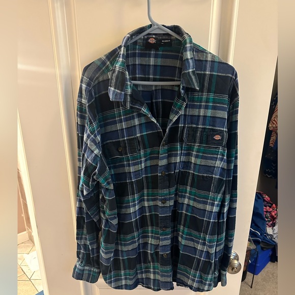 Dickies Relaxed Fit Blue and Black Plaid Shirt - Picture 12 of 12
